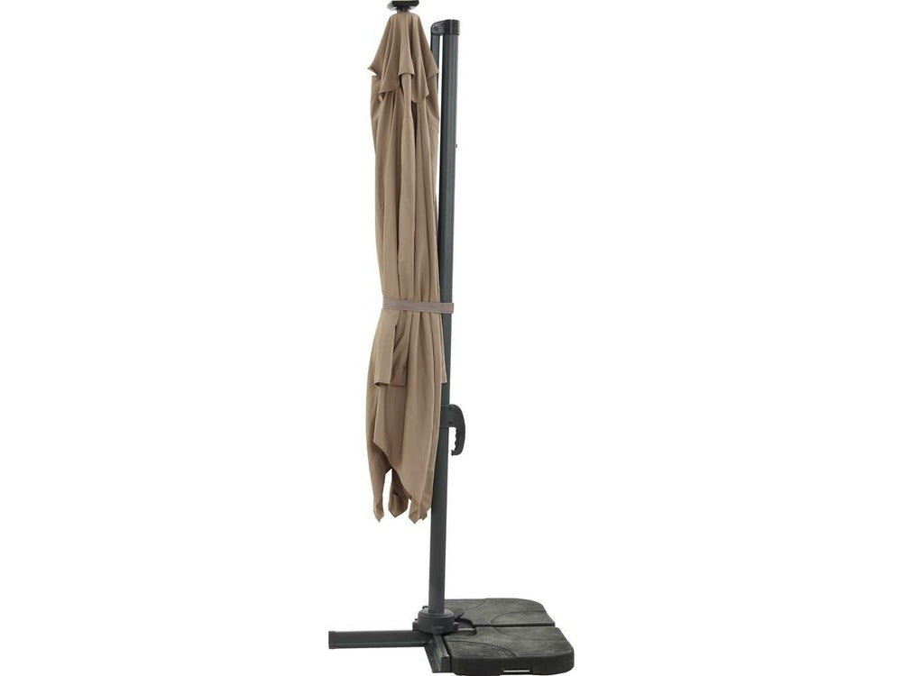  Parasol Jardin Déporté Led Alu "sun 4 Luxe" - Rectangle - 3 X 4 M - Taupe - Dalles à Lester Incluses