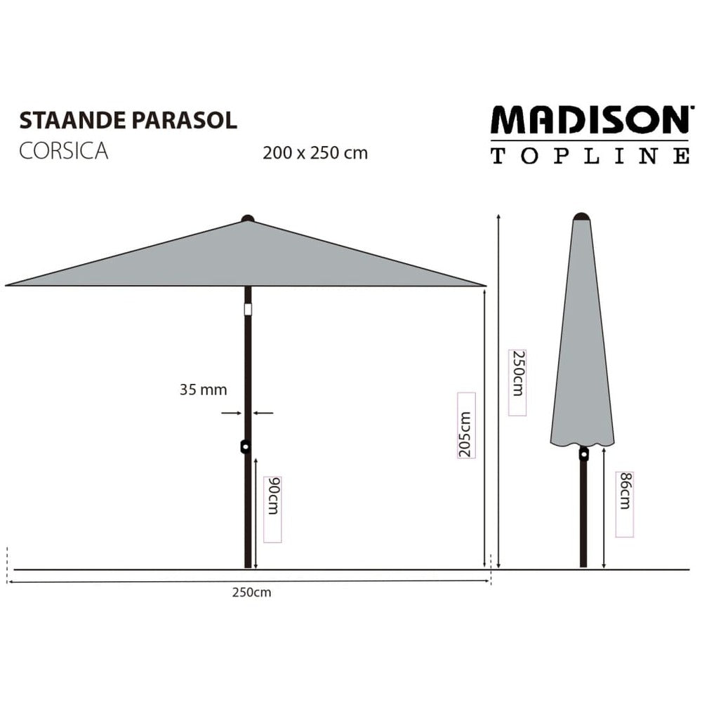 Madison Parasol Corsica 200x250 Cm Taupe