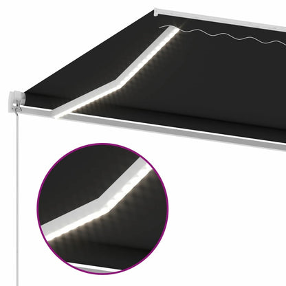 VIDAXL Auvent Manuel Rétractable Avec Led 500x300 Cm Anthracite