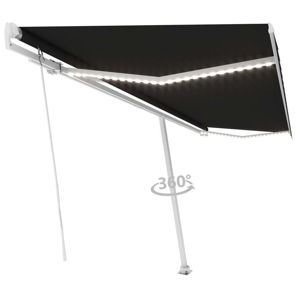 VIDAXL Auvent Manuel Rétractable Avec Led 500x300 Cm Anthracite