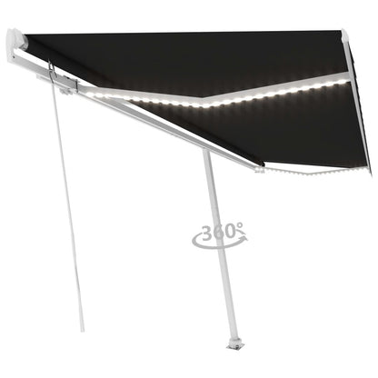 VIDAXL Auvent Manuel Rétractable Avec Led 500x300 Cm Anthracite