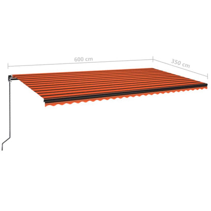 VIDAXL Auvent Manuel Rétractable 600x350 Cm Orange Et Marron