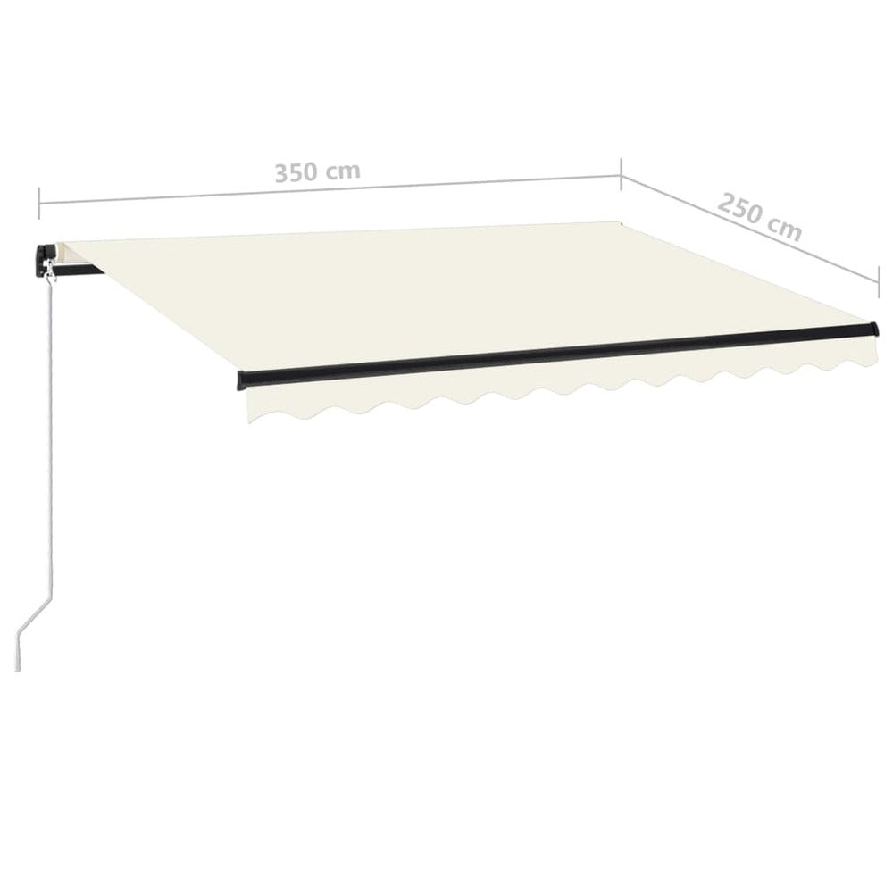 VIDAXL Auvent Manuel Rétractable Avec Led 350x250 Cm Crème