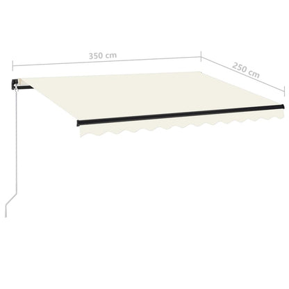 VIDAXL Auvent Manuel Rétractable Avec Led 350x250 Cm Crème