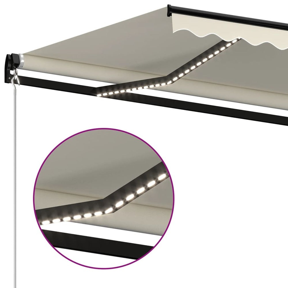 VIDAXL Auvent Manuel Rétractable Avec Led 350x250 Cm Crème