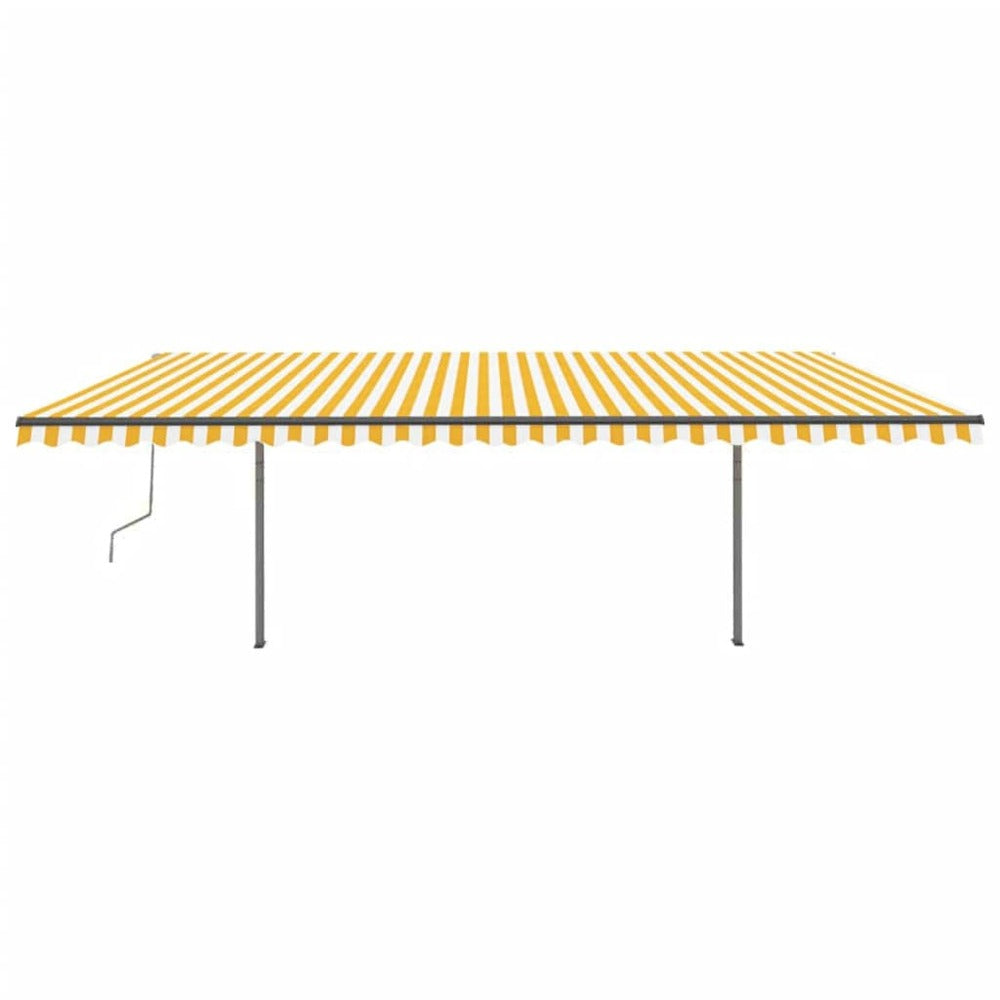 VIDAXL Auvent Rétractable Manuel Et Poteaux 3,5x2,5 M Jaune Et Blanc