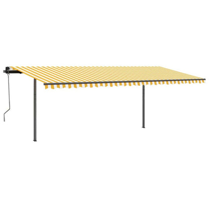 VIDAXL Auvent Rétractable Manuel Et Poteaux 3,5x2,5 M Jaune Et Blanc