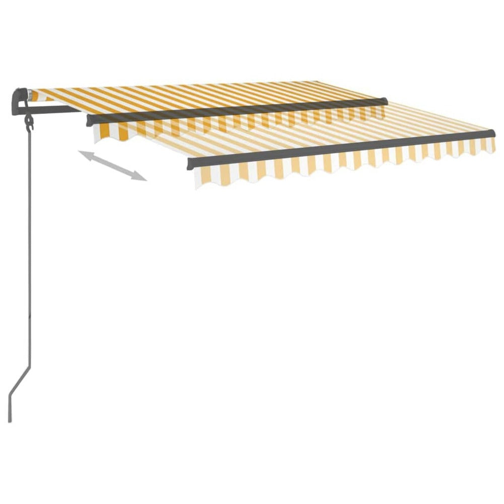 VIDAXL Auvent Rétractable Manuel Et Poteaux 3,5x2,5 M Jaune Et Blanc