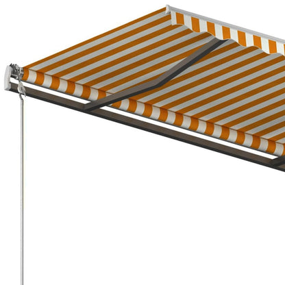 VIDAXL Auvent Rétractable Manuel Et Poteaux 3,5x2,5 M Jaune Et Blanc
