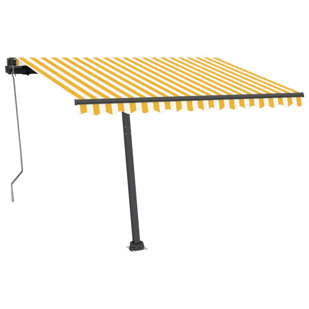 VIDAXL Auvent Automatique Capteur De Vent/led 350x250cm Jaune Et Blanc