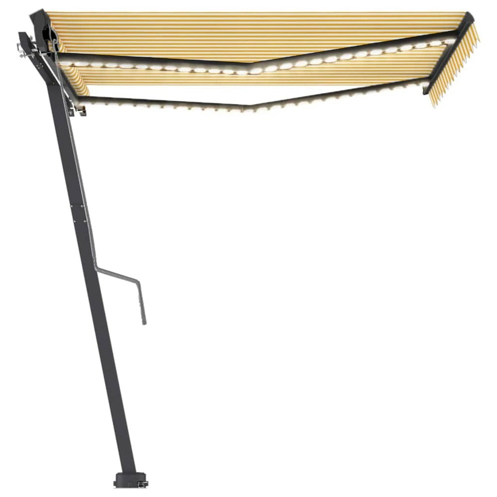 VIDAXL Auvent Automatique Capteur De Vent/led 350x250cm Jaune Et Blanc