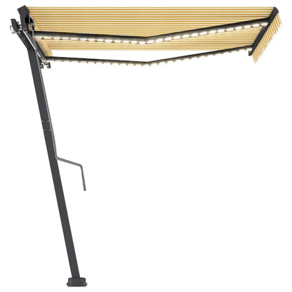 VIDAXL Auvent Automatique Capteur De Vent/led 350x250cm Jaune Et Blanc
