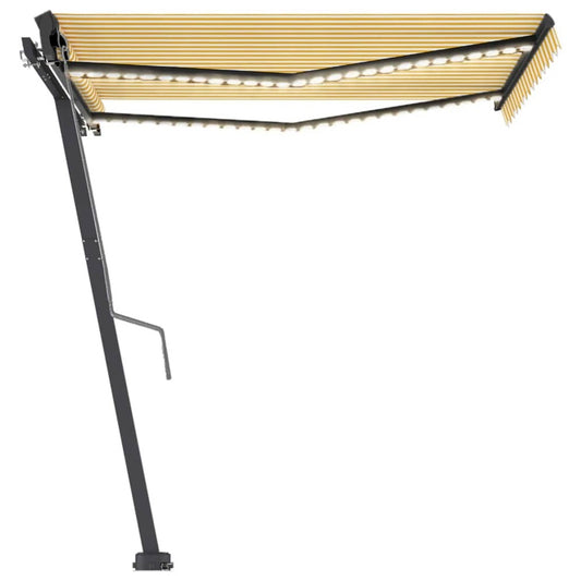 VIDAXL Auvent Automatique Capteur De Vent/led 350x250cm Jaune Et Blanc