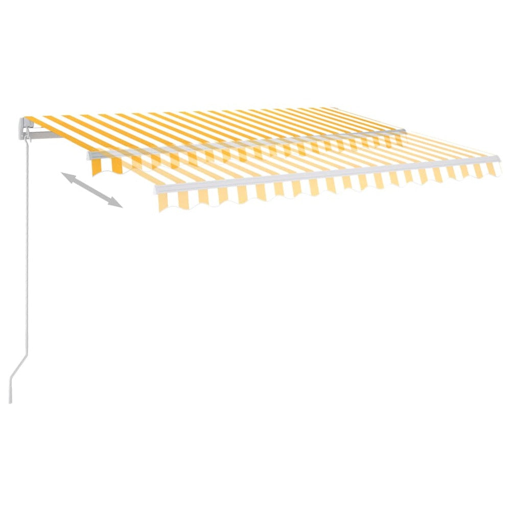 VIDAXL Auvent Automatique Capteur De Vent/led 350x250cm Jaune Et Blanc