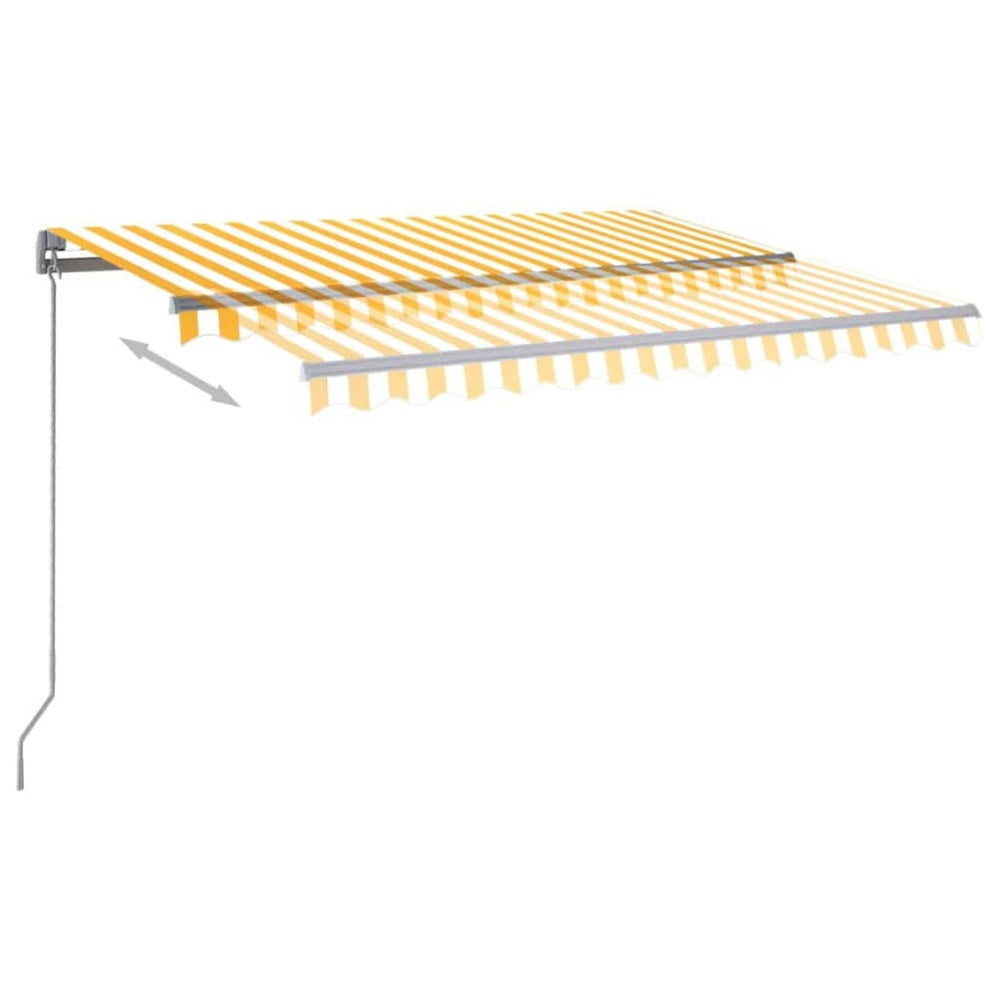 VIDAXL Auvent Automatique Capteur De Vent/led 350x250cm Jaune Et Blanc