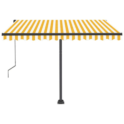 VIDAXL Auvent Automatique Capteur De Vent/led 350x250cm Jaune Et Blanc