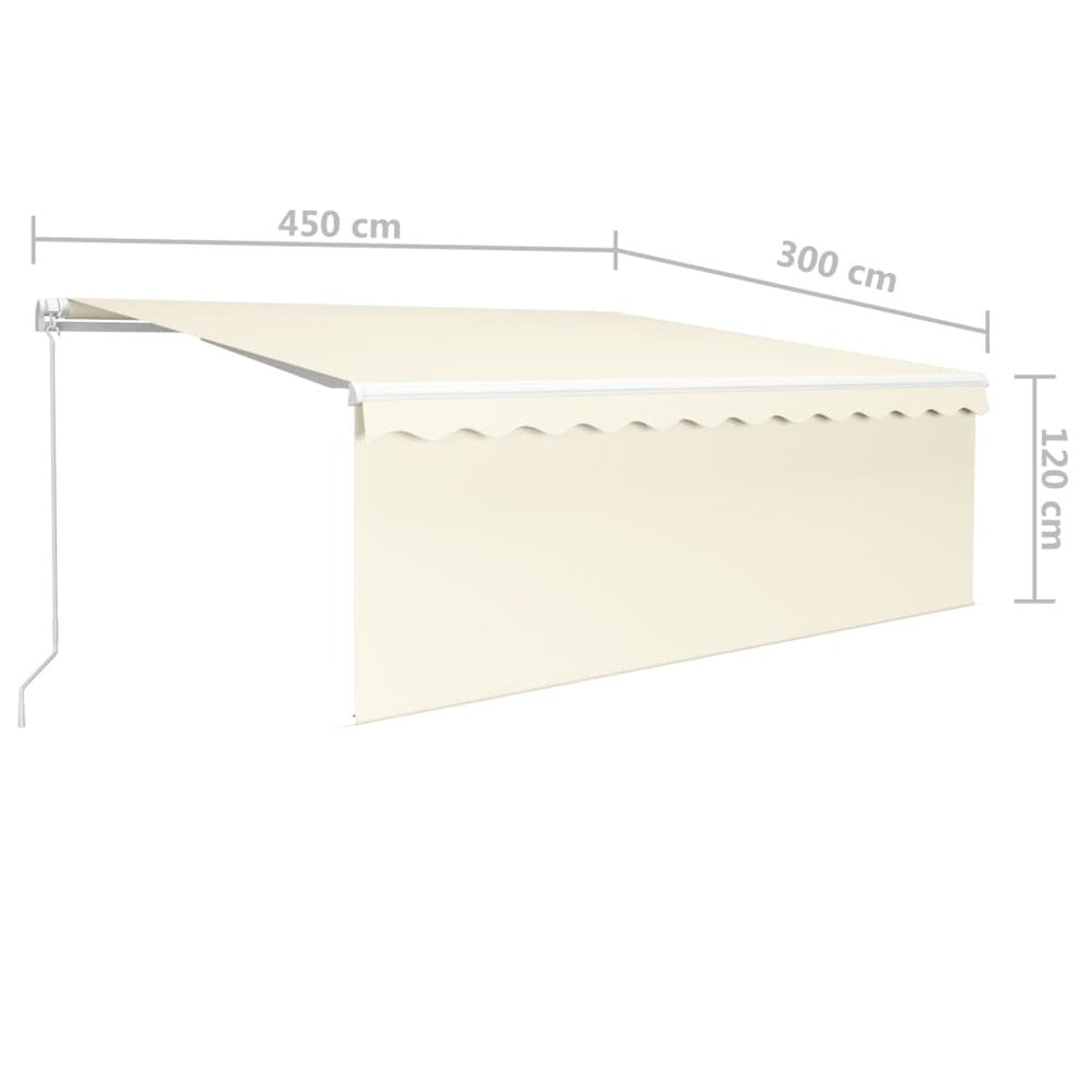VIDAXL Auvent Manuel Rétractable Avec Store Et Led 4,5x3 M Crème