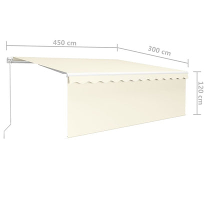 VIDAXL Auvent Manuel Rétractable Avec Store Et Led 4,5x3 M Crème