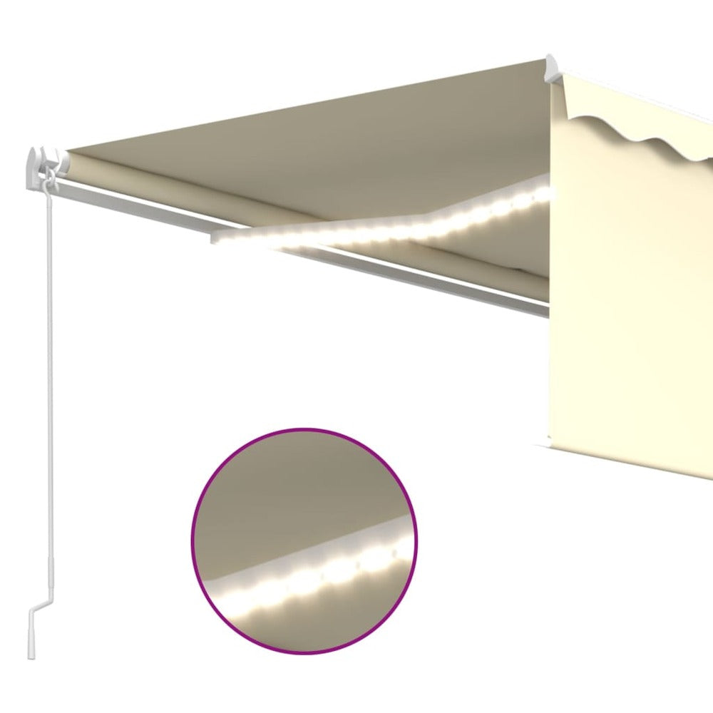 VIDAXL Auvent Manuel Rétractable Avec Store Et Led 4,5x3 M Crème