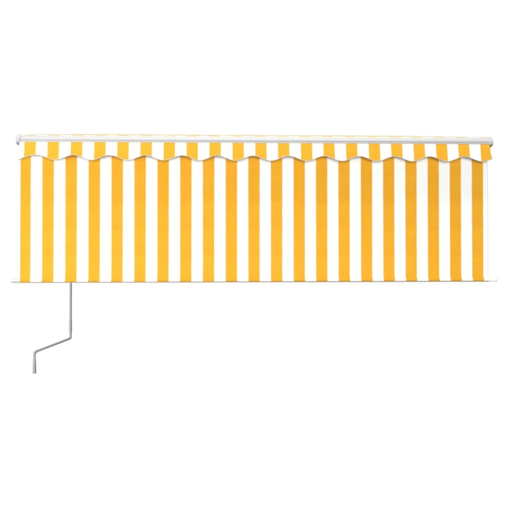 VIDAXL Auvent Automatique Rétractable Avec Store 4,5x3 M Jaune Et Blanc