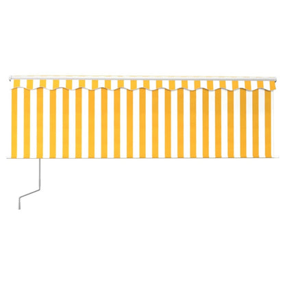 VIDAXL Auvent Automatique Rétractable Avec Store 4,5x3 M Jaune Et Blanc