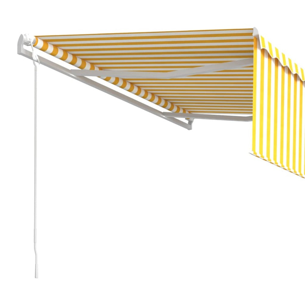 VIDAXL Auvent Automatique Rétractable Avec Store 4,5x3 M Jaune Et Blanc