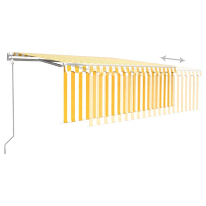 VIDAXL Auvent Automatique Rétractable Avec Store 4,5x3 M Jaune Et Blanc