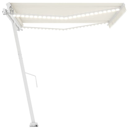 VIDAXL Auvent Manuel Rétractable Avec Led 450x300 Cm Crème