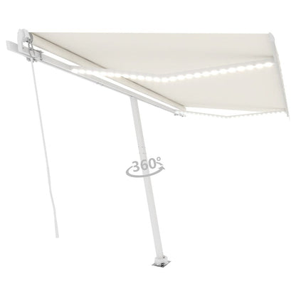 VIDAXL Auvent Manuel Rétractable Avec Led 450x300 Cm Crème