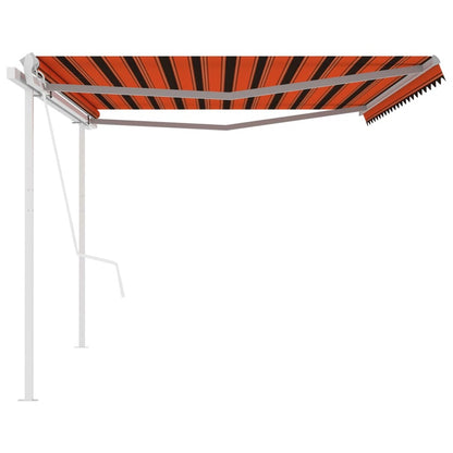 VIDAXL Auvent Rétractable Automatique Et Poteaux 5x3m Orange Et Marron