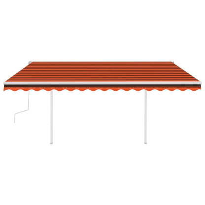 VIDAXL Auvent Manuel Rétractable Avec Led 4,5x3,5 M Orange Et Marron