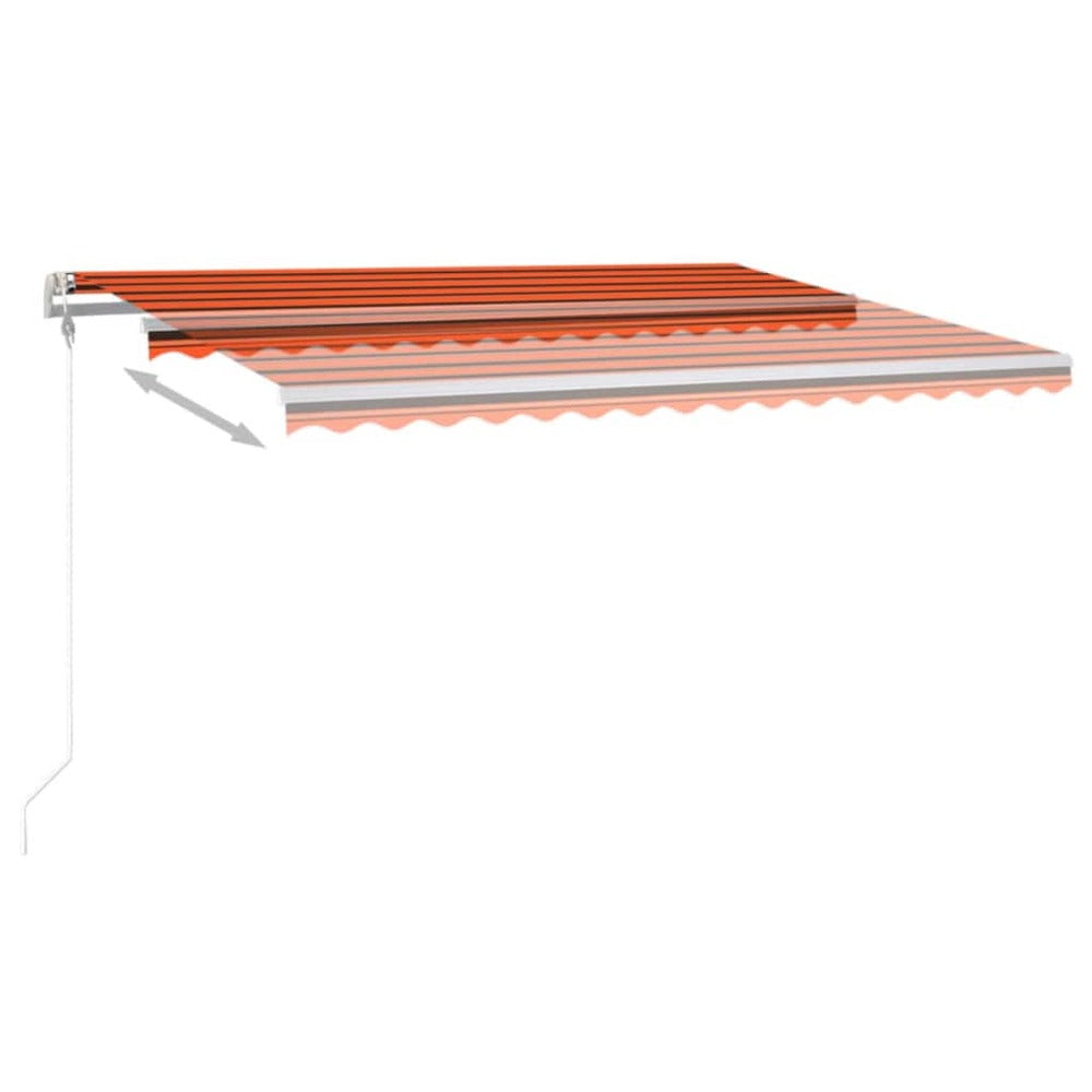 VIDAXL Auvent Manuel Rétractable Avec Led 4,5x3,5 M Orange Et Marron