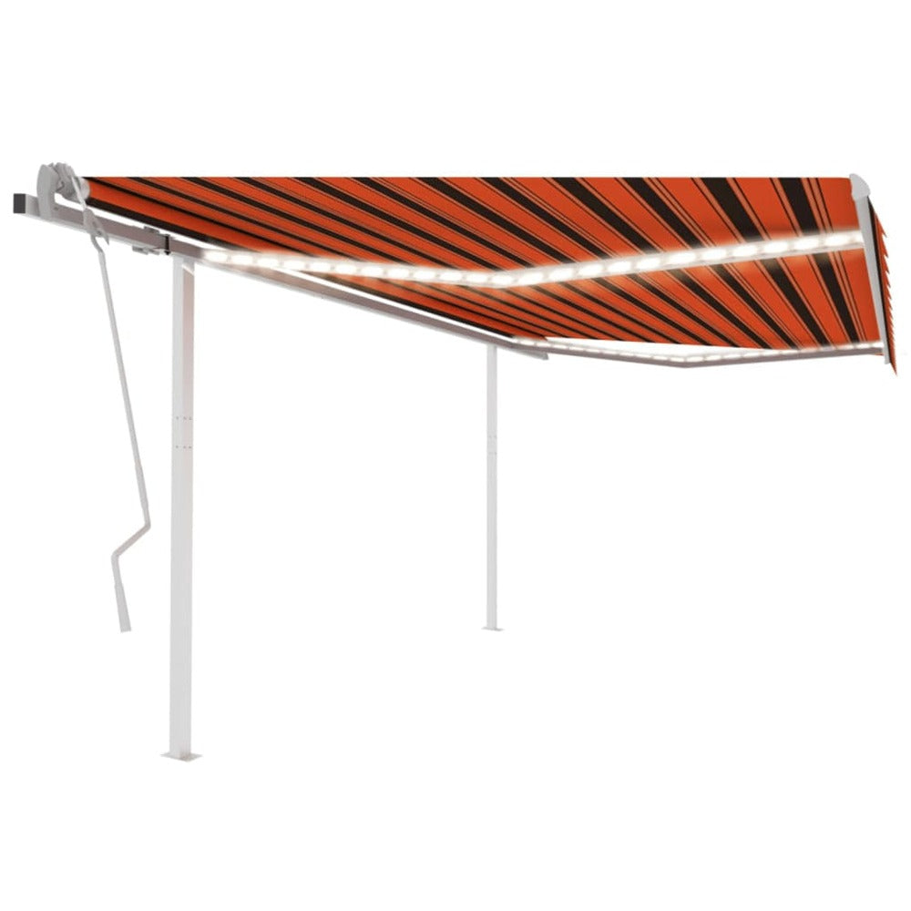 VIDAXL Auvent Manuel Rétractable Avec Led 4,5x3,5 M Orange Et Marron