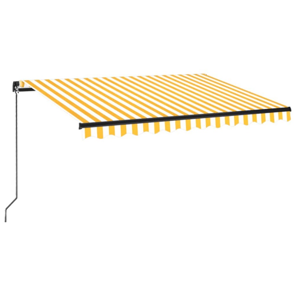 VIDAXL Auvent Manuel Rétractable 350x250 Cm Jaune Et Blanc