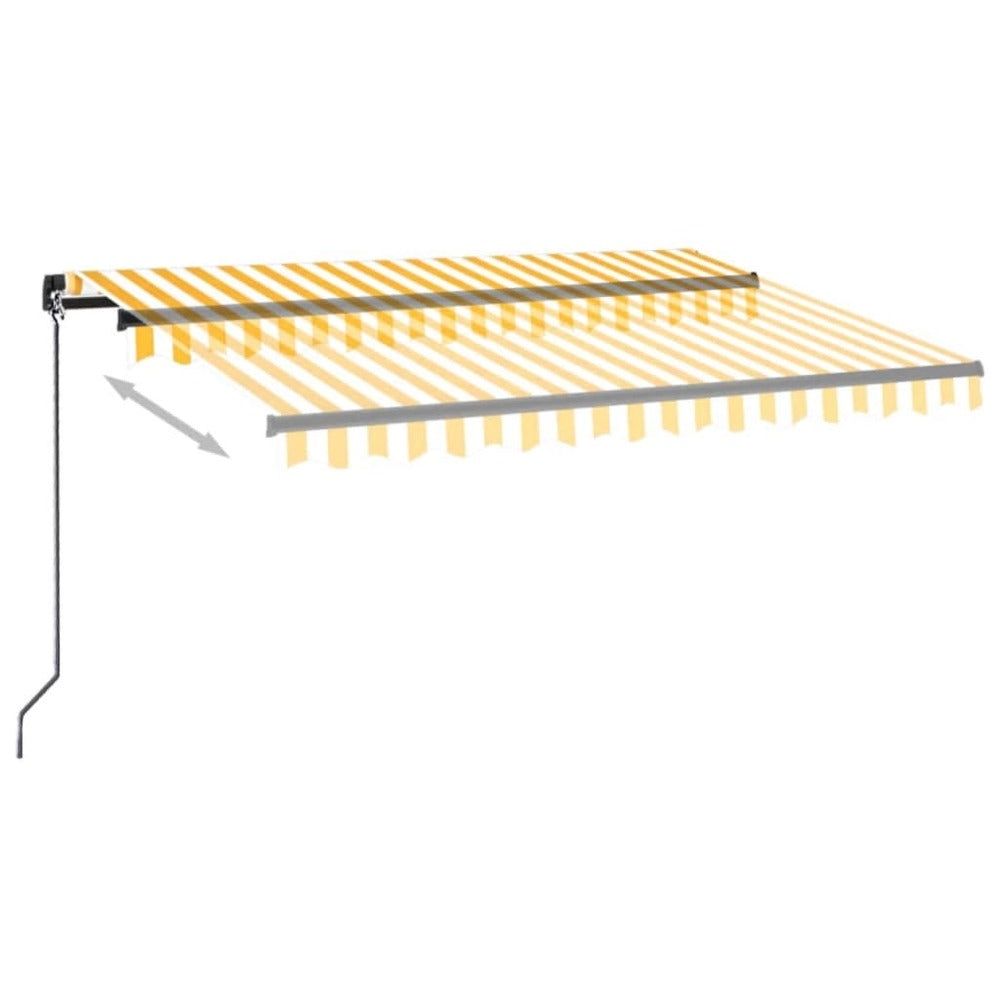VIDAXL Auvent Manuel Rétractable 350x250 Cm Jaune Et Blanc