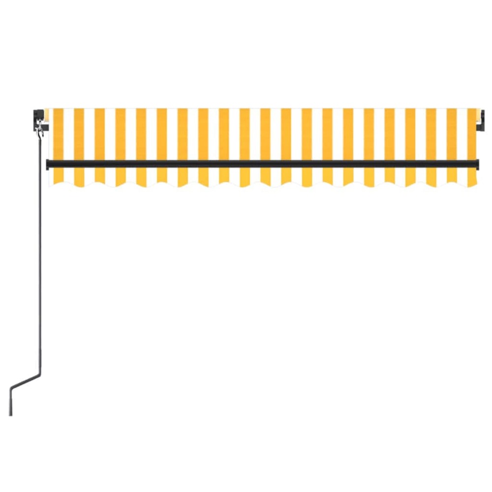 VIDAXL Auvent Manuel Rétractable 350x250 Cm Jaune Et Blanc