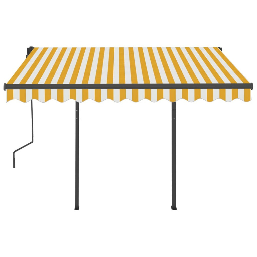 VIDAXL Auvent Automatique Capteur De Vent Led 3,5x2,5 M Jaune Et Blanc