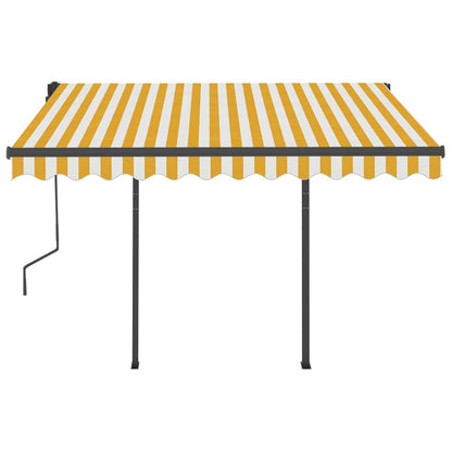 VIDAXL Auvent Automatique Capteur De Vent Led 3,5x2,5 M Jaune Et Blanc