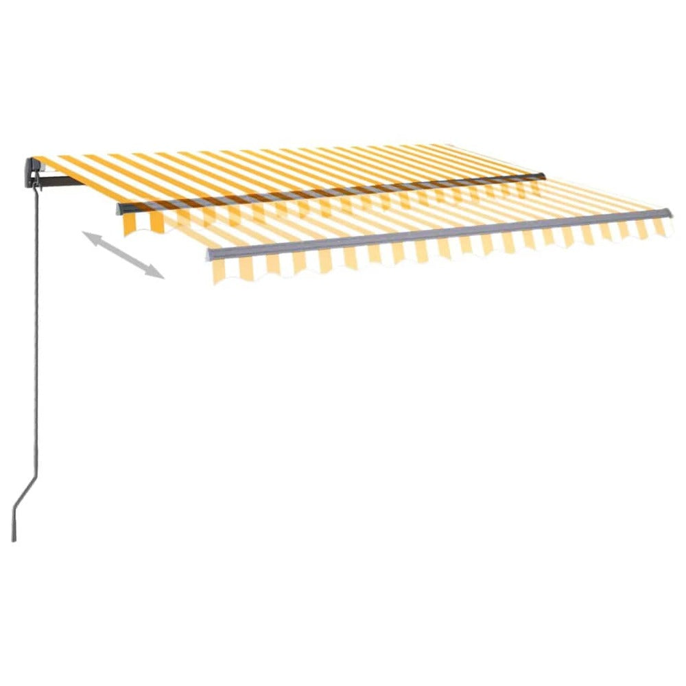 VIDAXL Auvent Automatique Capteur De Vent Led 3,5x2,5 M Jaune Et Blanc