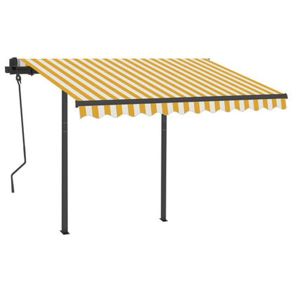 VIDAXL Auvent Automatique Capteur De Vent Led 3,5x2,5 M Jaune Et Blanc