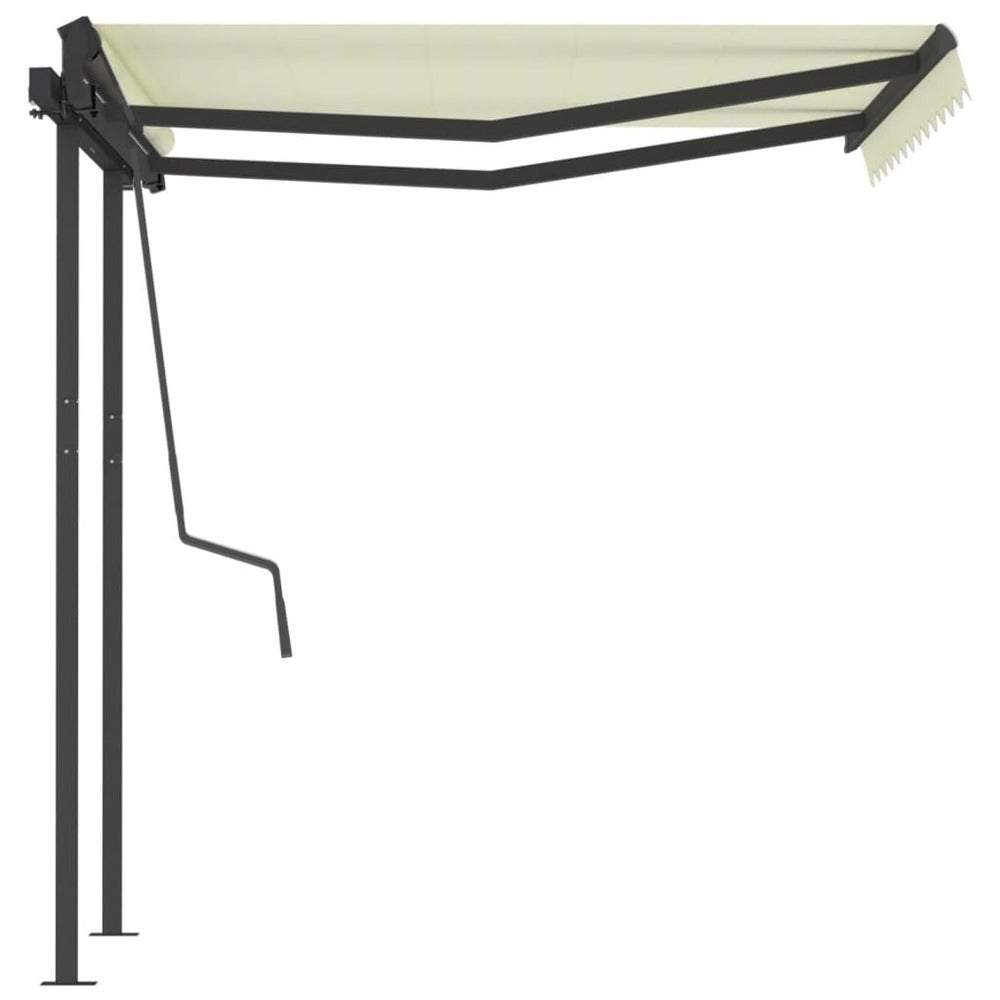 VIDAXL Auvent Manuel Rétractable Avec Poteaux 3,5x2,5 M Crème