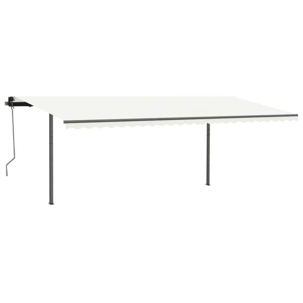 VIDAXL Auvent Manuel Rétractable Avec Poteaux 3,5x2,5 M Crème