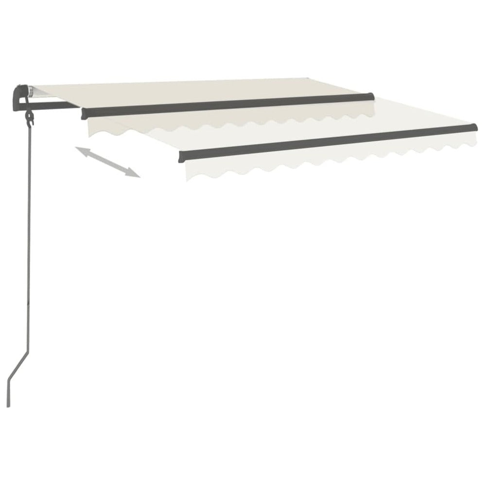 VIDAXL Auvent Manuel Rétractable Avec Poteaux 3,5x2,5 M Crème