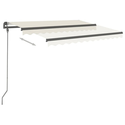 VIDAXL Auvent Manuel Rétractable Avec Poteaux 3,5x2,5 M Crème