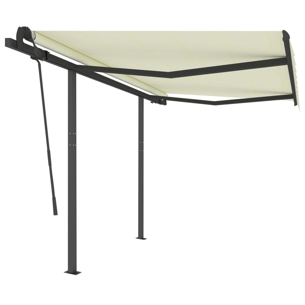 VIDAXL Auvent Manuel Rétractable Avec Poteaux 3,5x2,5 M Crème