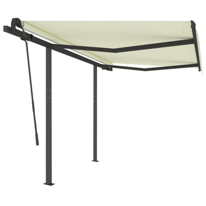 VIDAXL Auvent Manuel Rétractable Avec Poteaux 3,5x2,5 M Crème