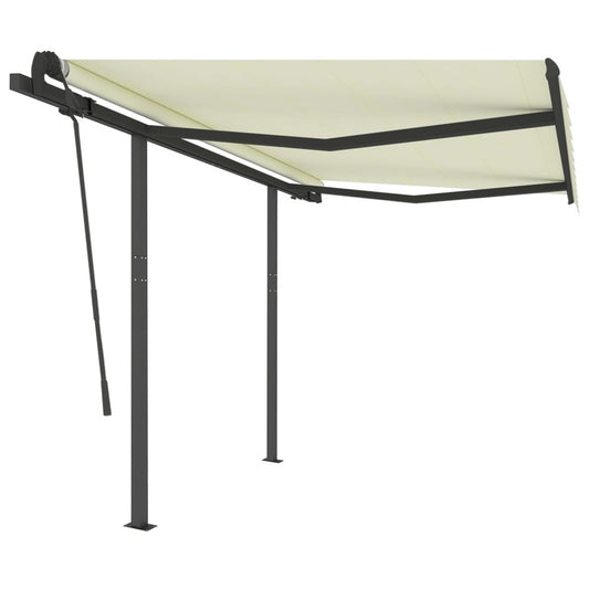 VIDAXL Auvent Manuel Rétractable Avec Poteaux 3,5x2,5 M Crème
