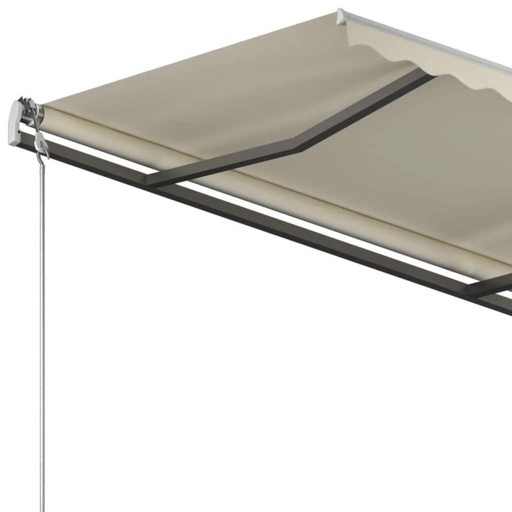 VIDAXL Auvent Manuel Rétractable Avec Poteaux 3,5x2,5 M Crème
