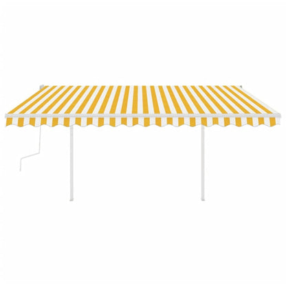 VIDAXL Auvent Manuel Rétractable Avec Led 4,5x3 M Jaune Et Blanc