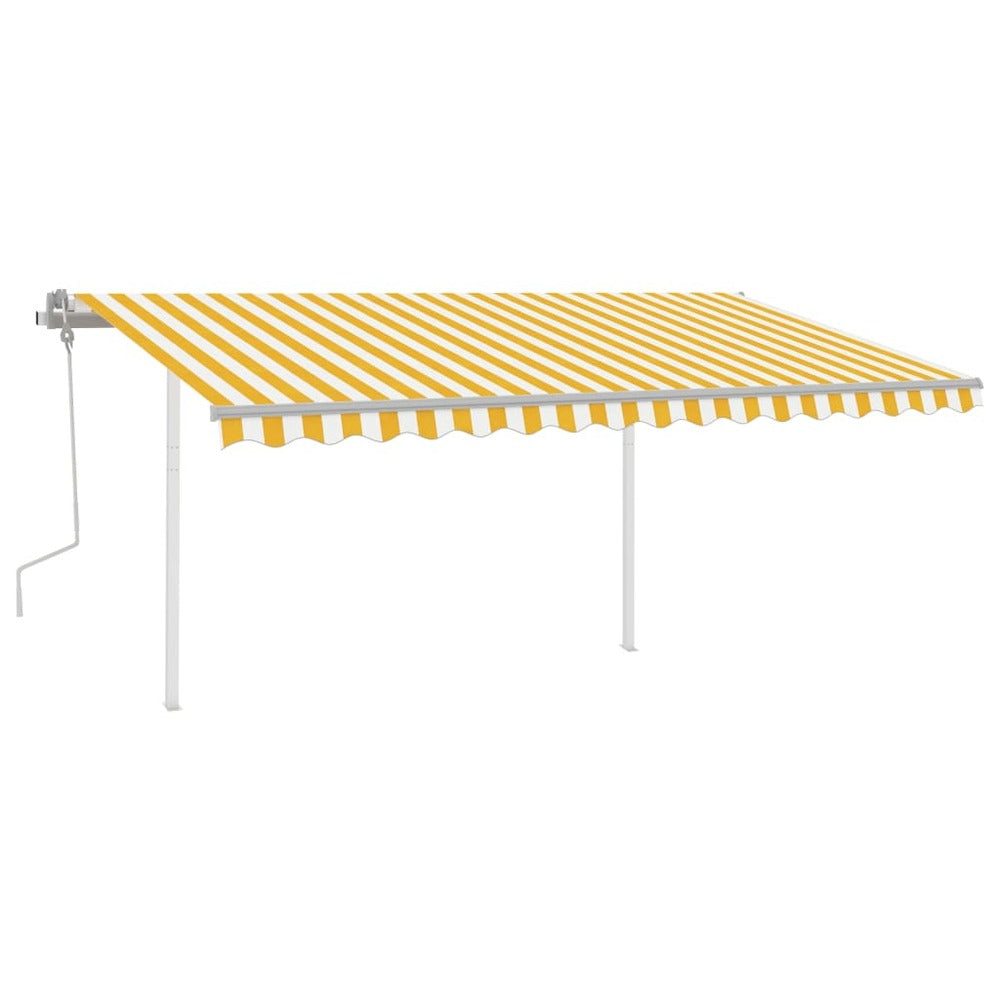 VIDAXL Auvent Manuel Rétractable Avec Led 4,5x3 M Jaune Et Blanc
